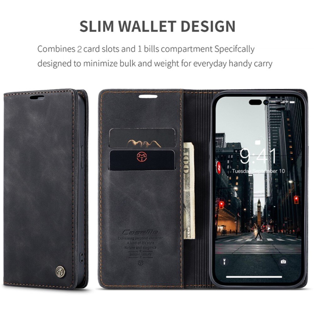 Slim Bookcover Hoesje iPhone 14 Pro Max Zwart