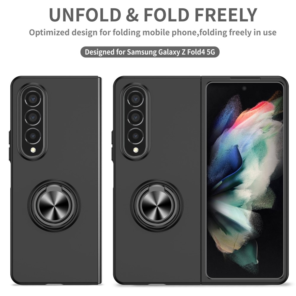 Samsung Galaxy Z Fold 4 Hoesje met magnetische ringhouder Zwart