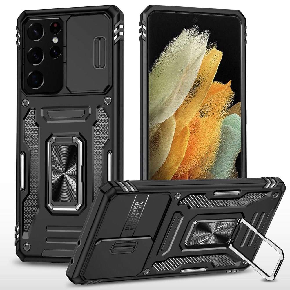 Samsung Galaxy S21 Ultra Hybridcase Ring+Camera Protector Zwart