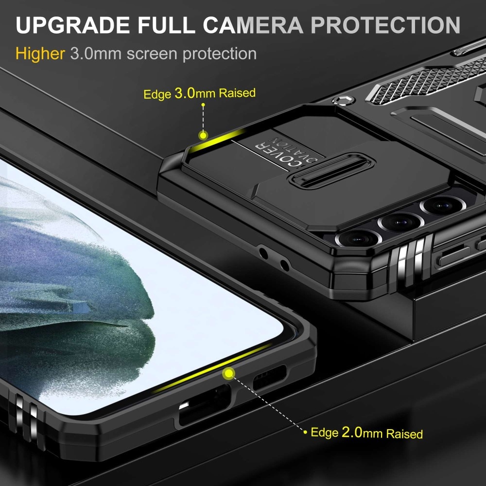 Samsung Galaxy S21 Hybridcase Ring+Camera Protector Zwart