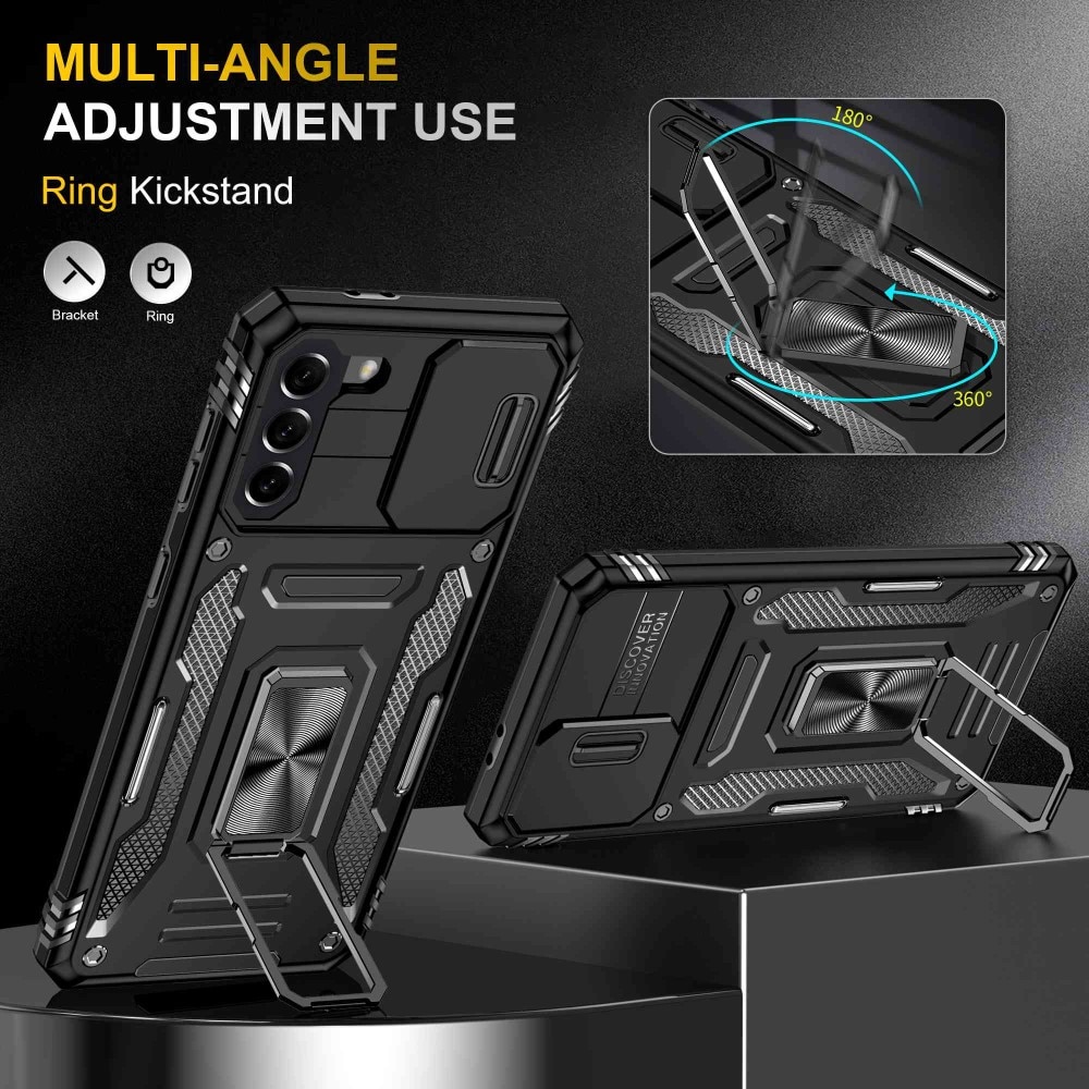 Samsung Galaxy S21 Hybridcase Ring+Camera Protector Zwart