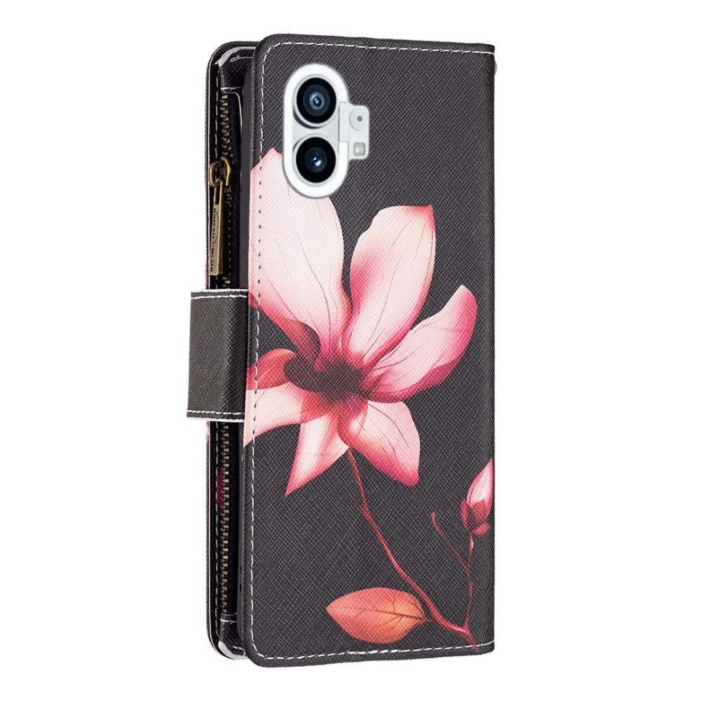 Nothing Phone 1 Portemonnee tas Roze bloem