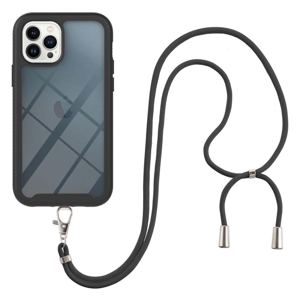 iPhone 14 Pro Full Cover Hoesje Halsband Zwart