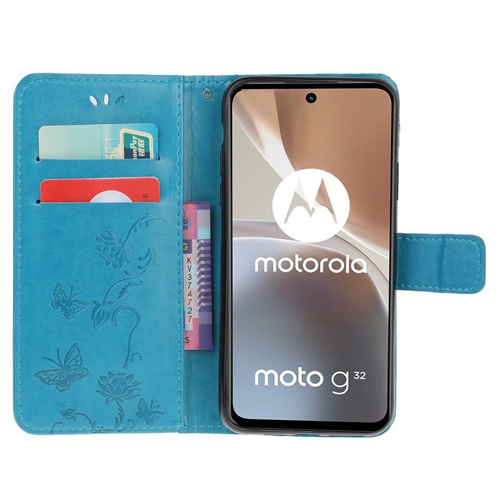 Motorola Moto G32 Leren vlinderhoesje Blauw