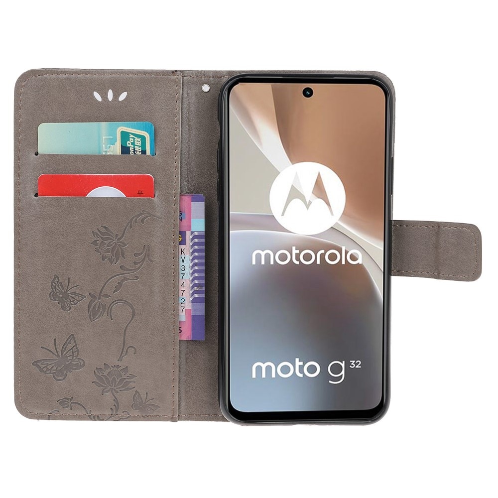 Motorola Moto G32 Leren vlinderhoesje Grijs