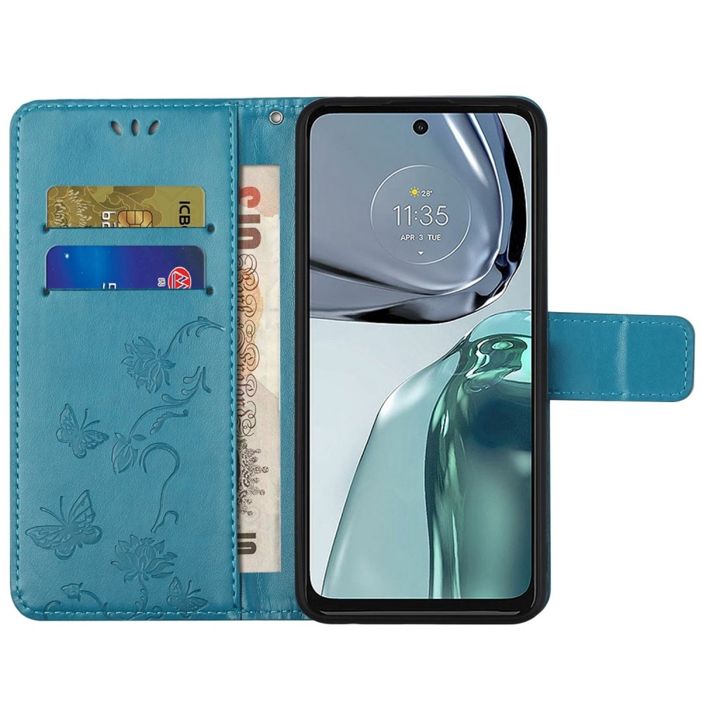 Motorola Moto G62 Leren vlinderhoesje Blauw