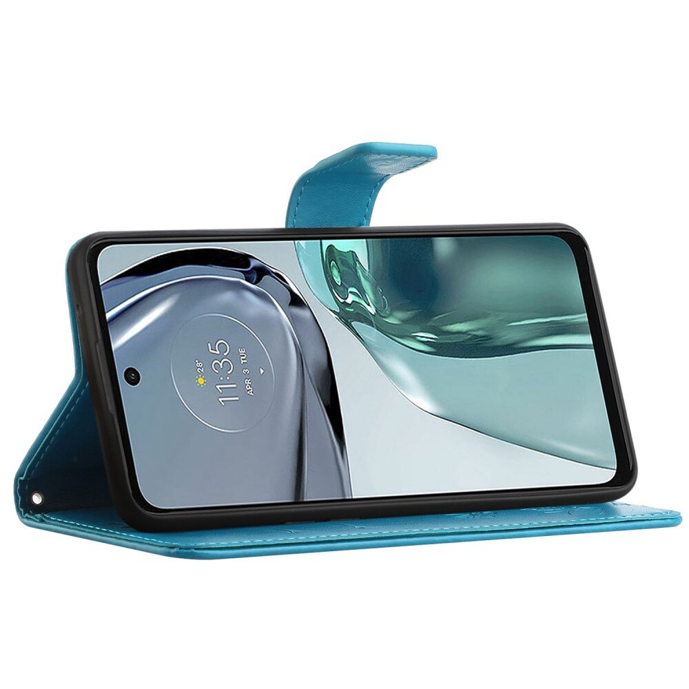 Motorola Moto G62 Leren vlinderhoesje Blauw