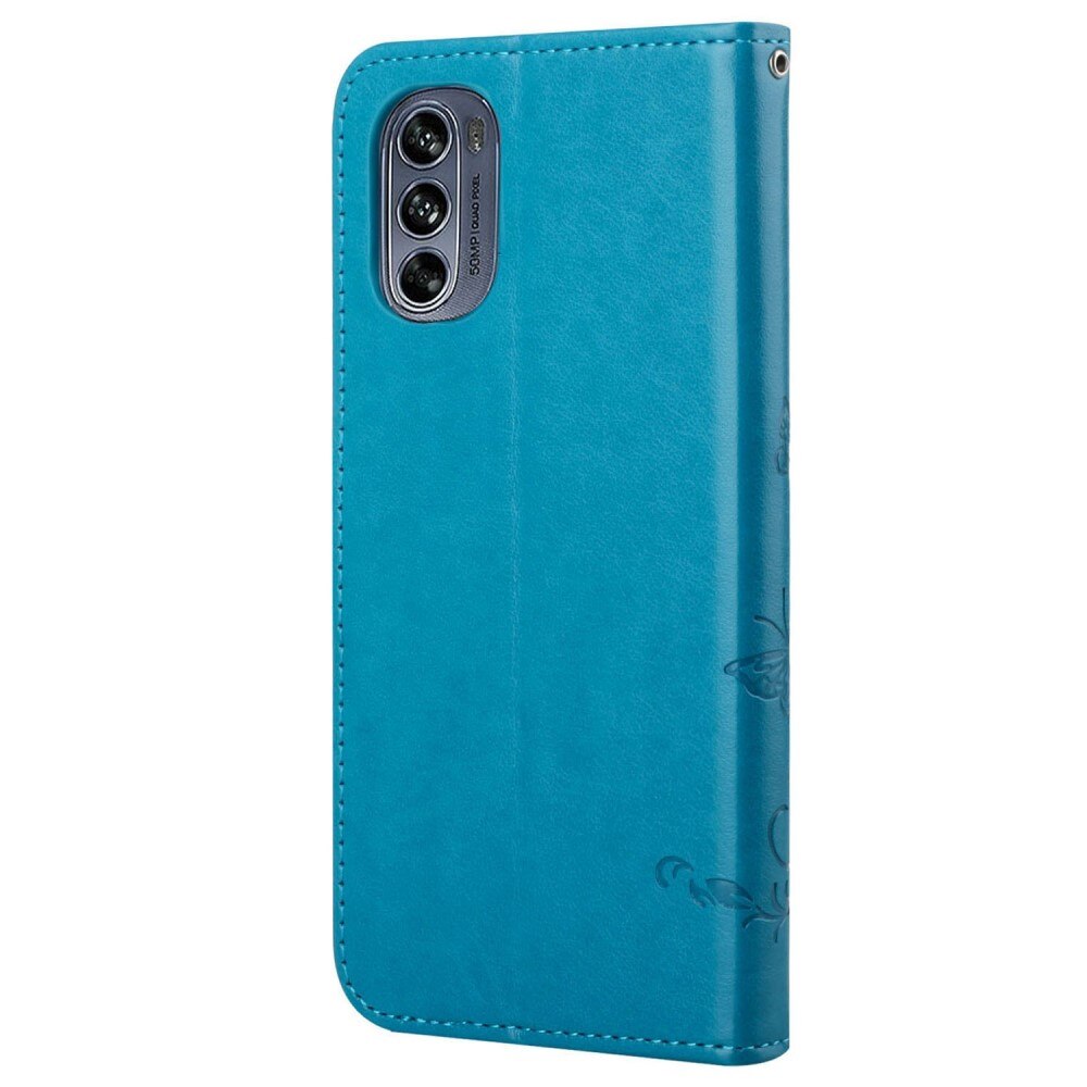 Motorola Moto G62 Leren vlinderhoesje Blauw