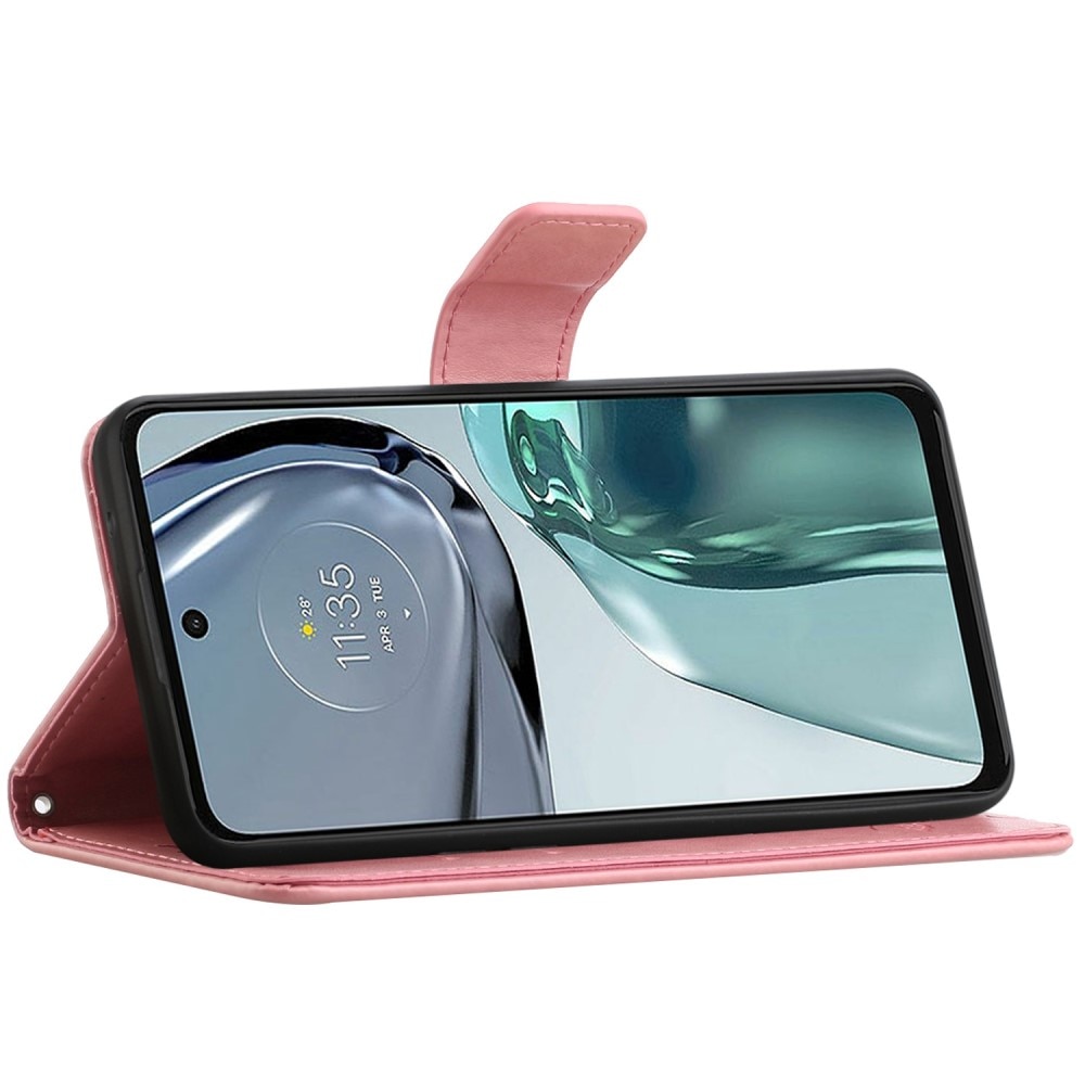 Motorola Moto G62 Leren vlinderhoesje Roze