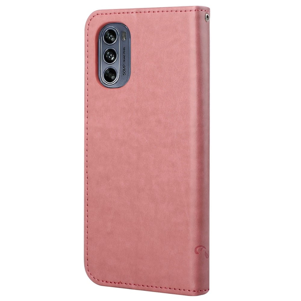 Motorola Moto G62 Leren vlinderhoesje Roze
