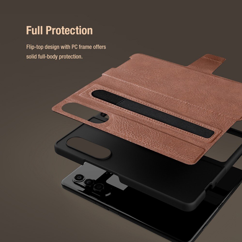 Leather Case with Pen Slot Samsung Galaxy Z Fold 4 Bruin