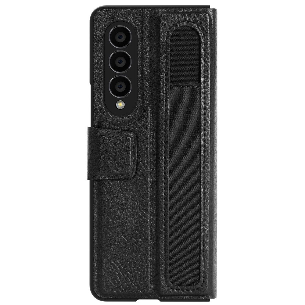 Leather Case with Pen Slot Samsung Galaxy Z Fold 4 Zwart