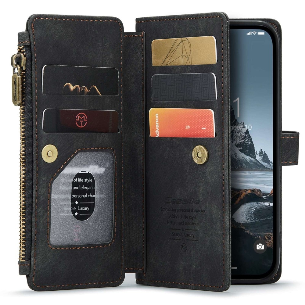 Bookcover hoesje Rits iPhone 14 Pro Zwart