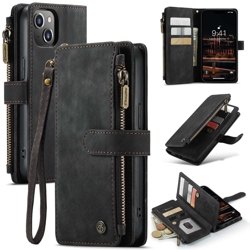 Bookcover hoesje Rits Apple iPhone 14 Plus Zwart