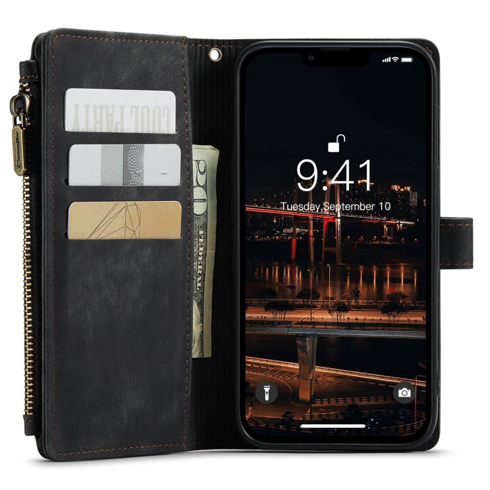 Bookcover hoesje Rits iPhone 14 Plus Zwart