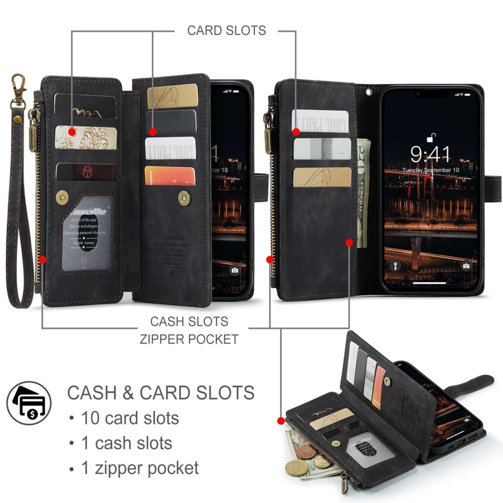 Bookcover hoesje Rits Apple iPhone 14 Plus Zwart