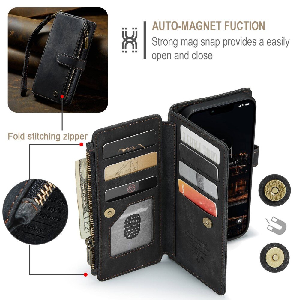 Bookcover hoesje Rits Apple iPhone 14 Plus Zwart