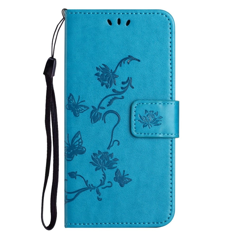 iPhone 14 Leren vlinderhoesje Blauw