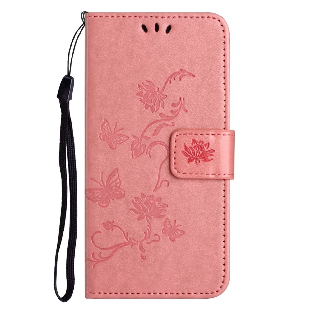 iPhone 14 Leren vlinderhoesje Roze