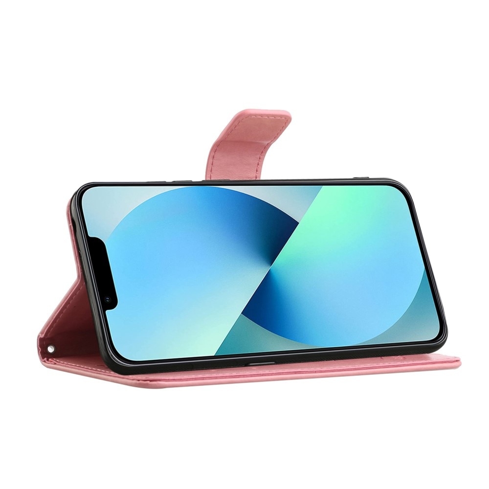 iPhone 14 Pro Leren vlinderhoesje Roze