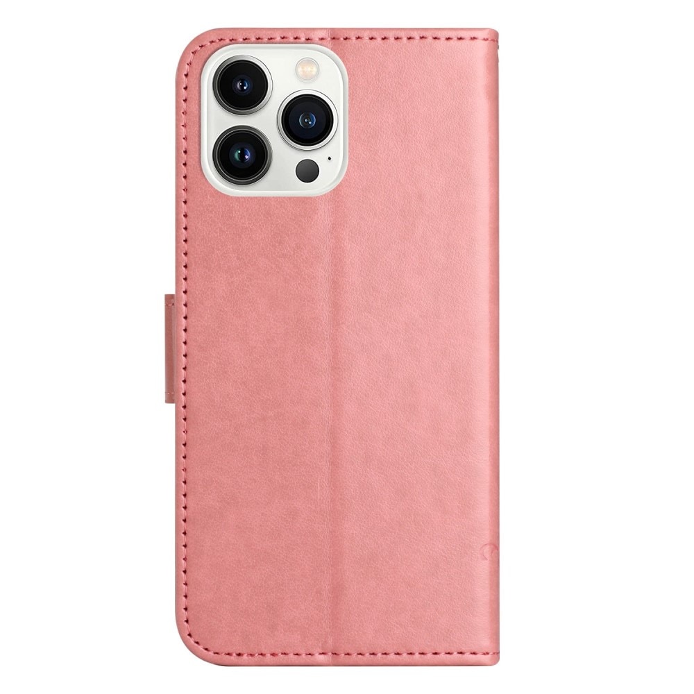 iPhone 14 Pro Leren vlinderhoesje Roze