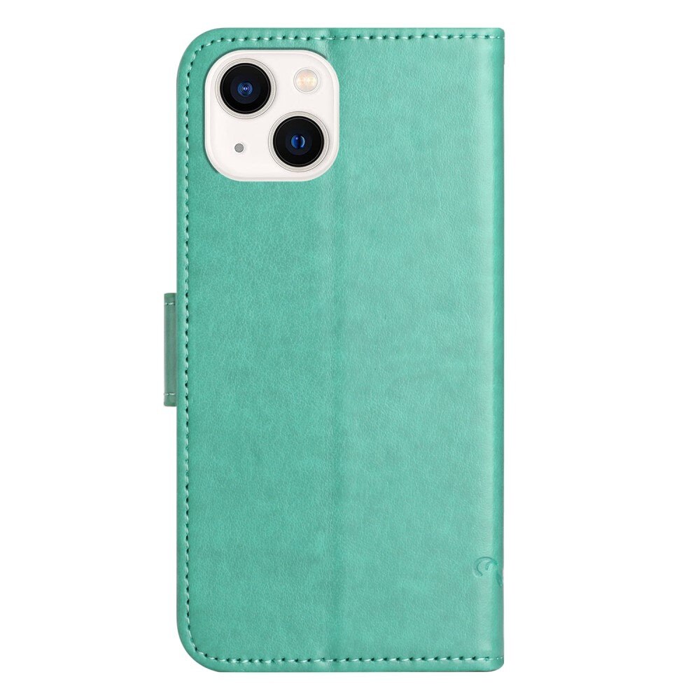 iPhone 14 Plus Leren vlinderhoesje Groen