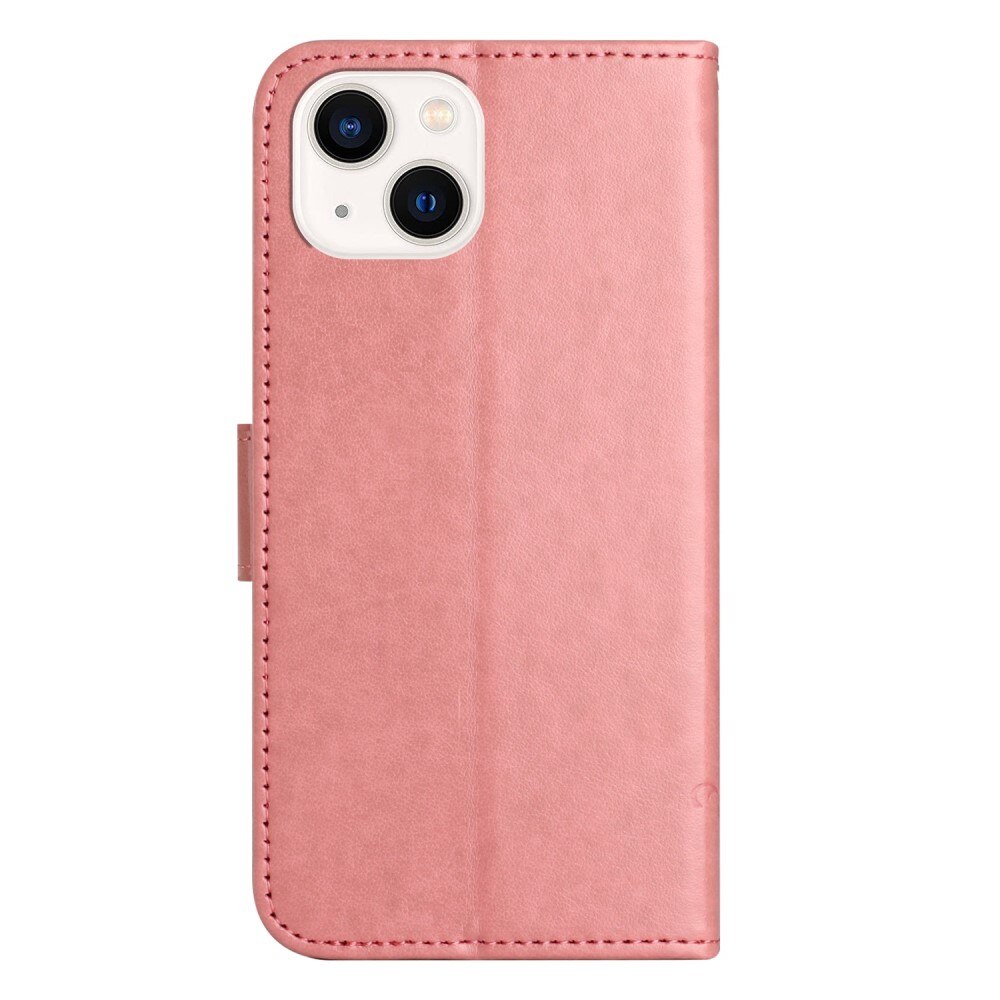 iPhone 14 Plus Leren vlinderhoesje Roze
