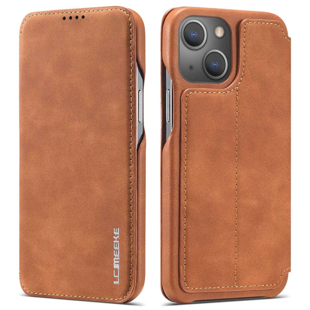 Slim Bookcover hoesje iPhone 14 Cognac