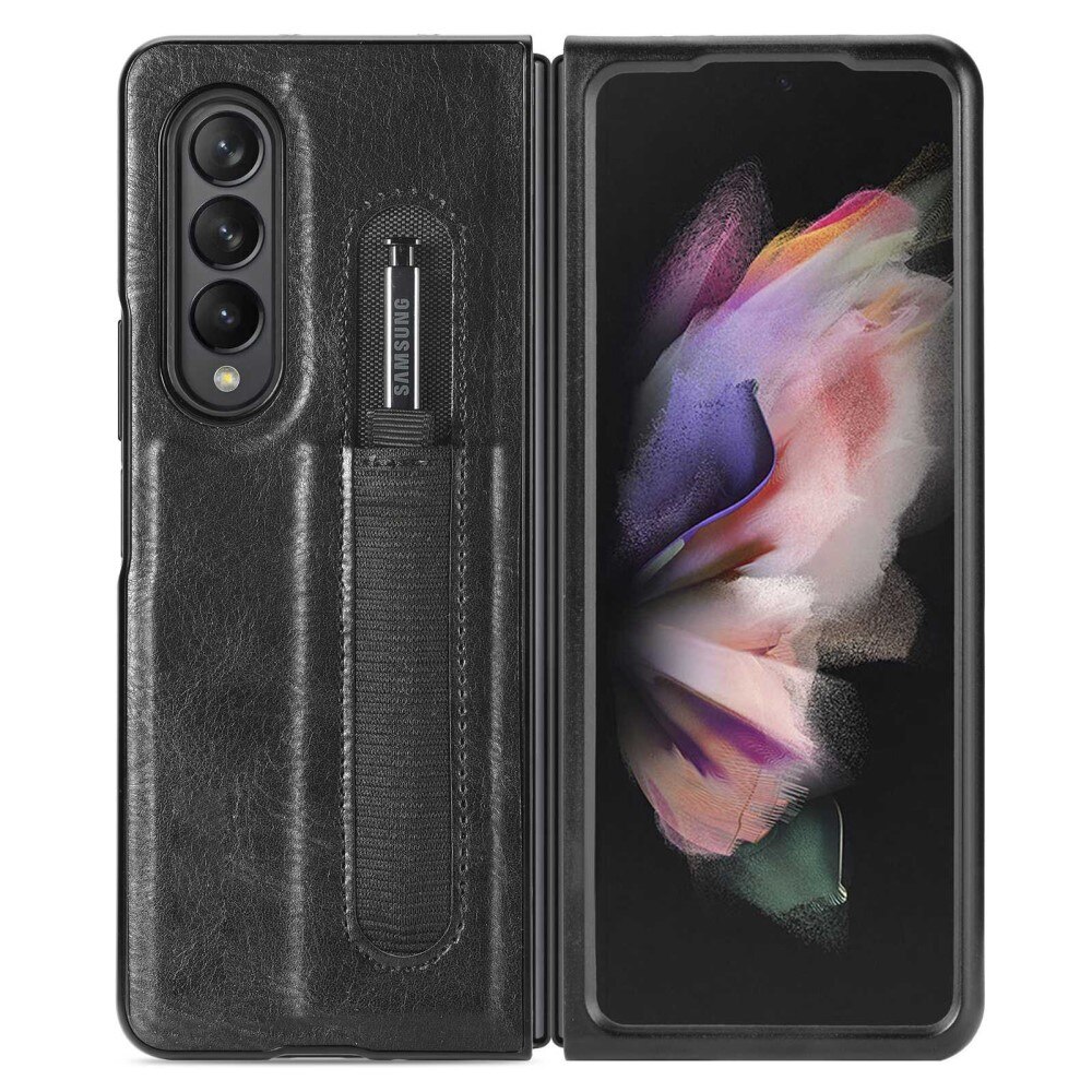 Samsung Galaxy Z Fold 4 Leren hoesje met S Pen houder Zwart