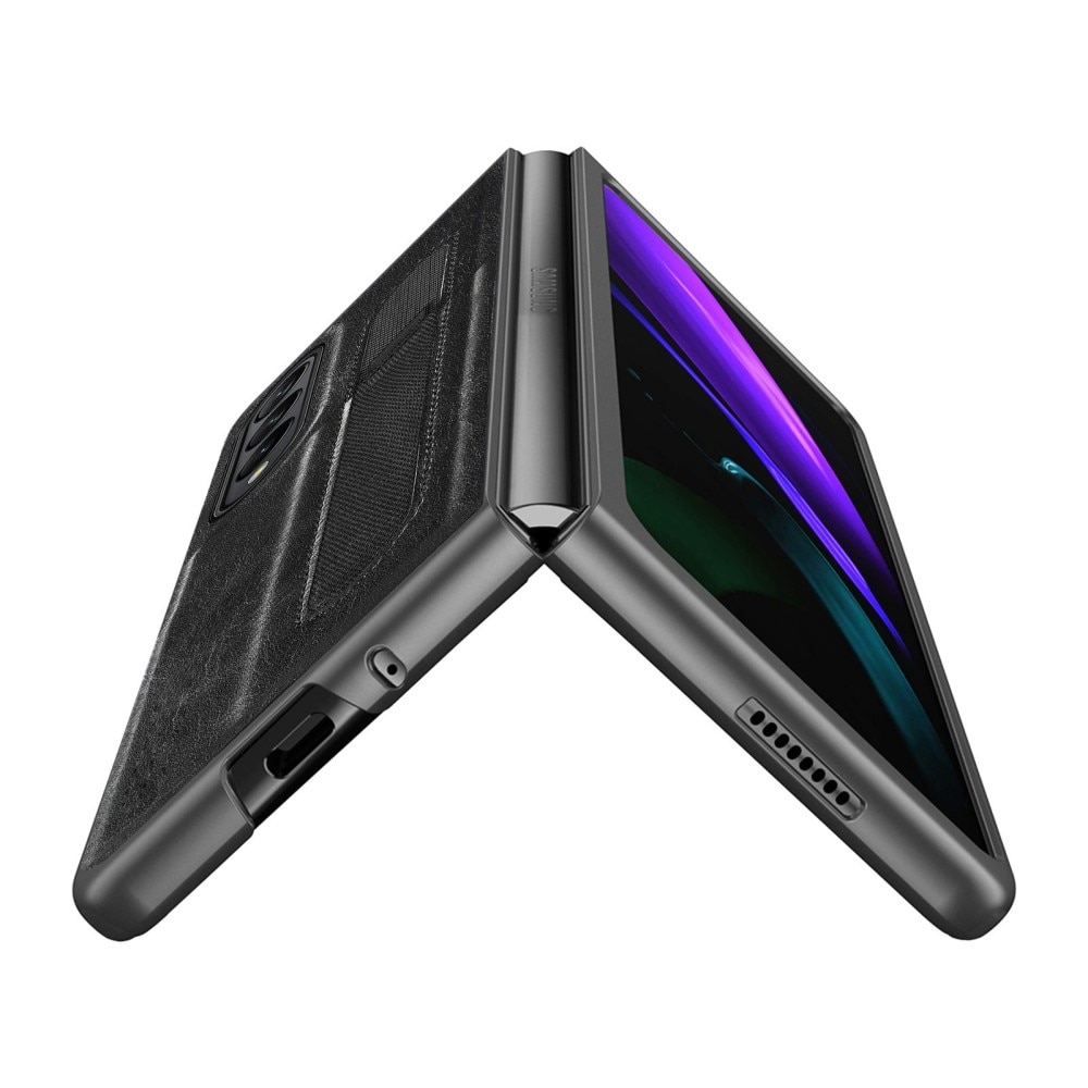 Samsung Galaxy Z Fold 4 Leren hoesje met S Pen houder Zwart
