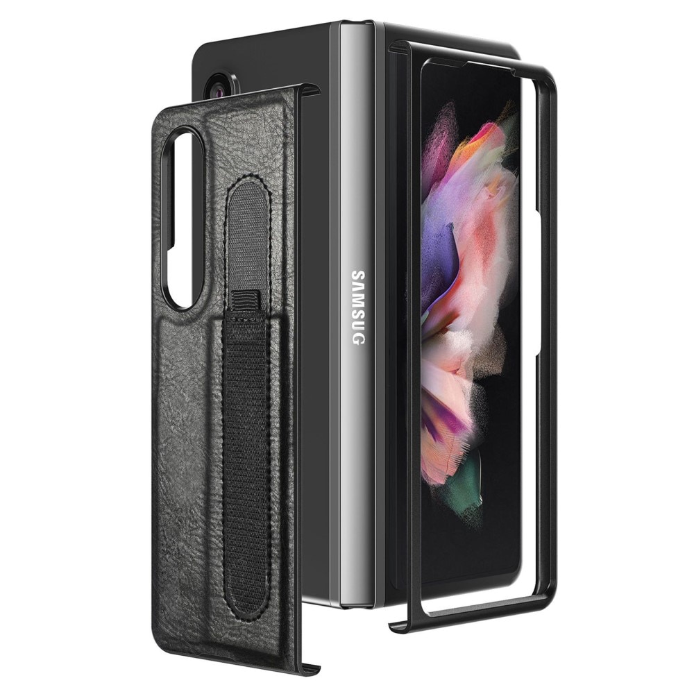 Samsung Galaxy Z Fold 4 Leren hoesje met S Pen houder Zwart