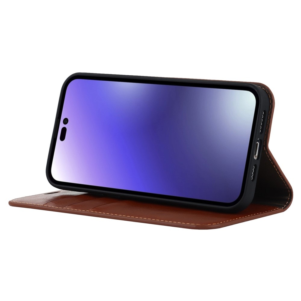 iPhone 14 Pro Max Mobielhoesje Echt Leer Bruin