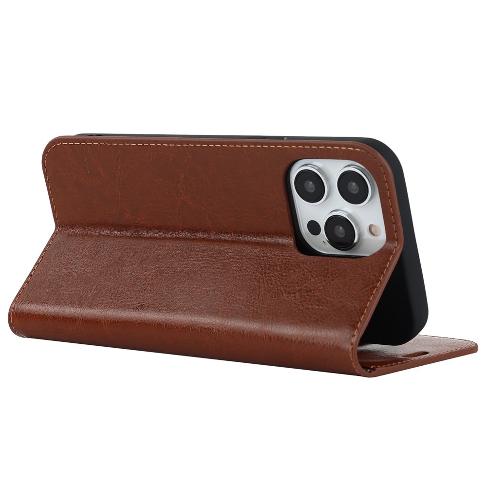 iPhone 14 Pro Max Mobielhoesje Echt Leer Bruin