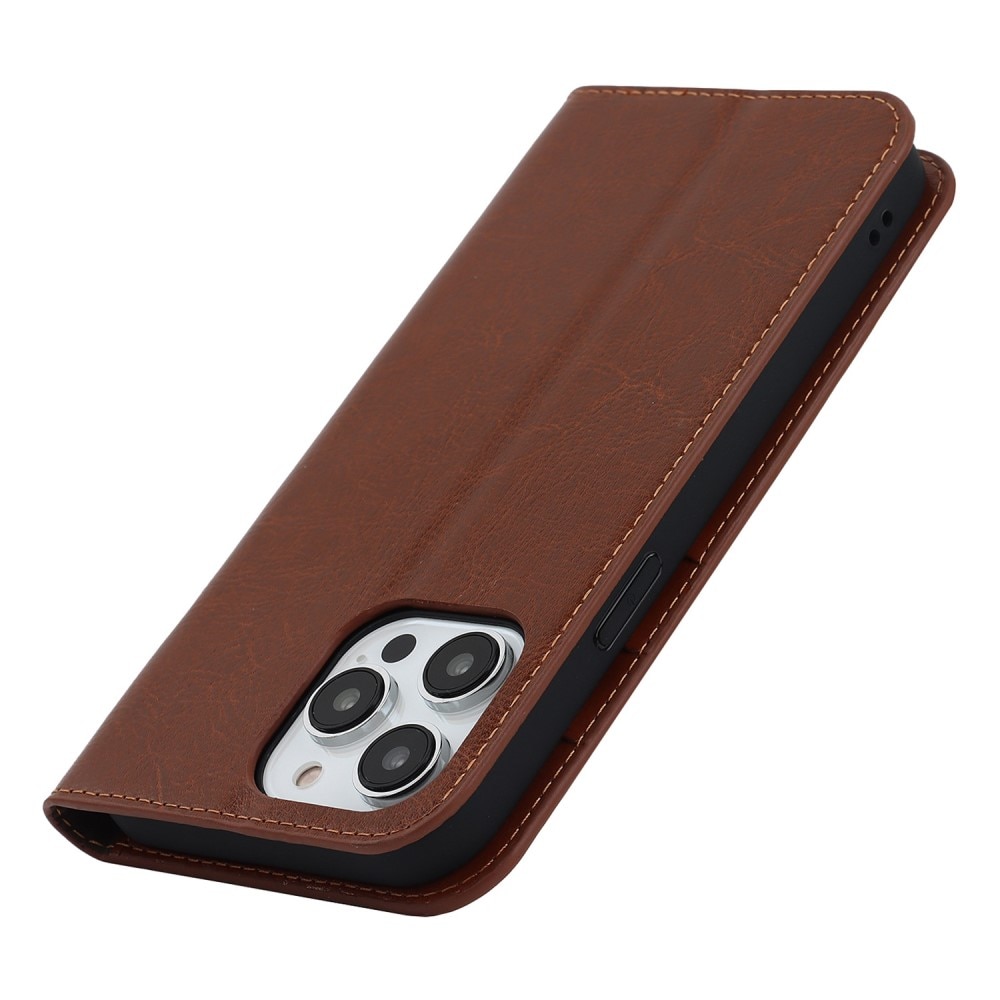 iPhone 14 Pro Max Mobielhoesje Echt Leer Bruin