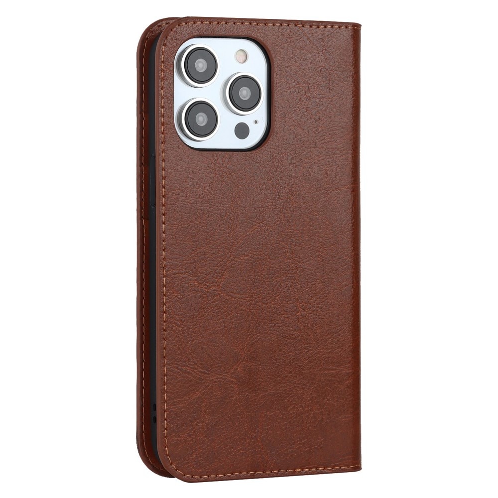 iPhone 14 Pro Max Mobielhoesje Echt Leer Bruin
