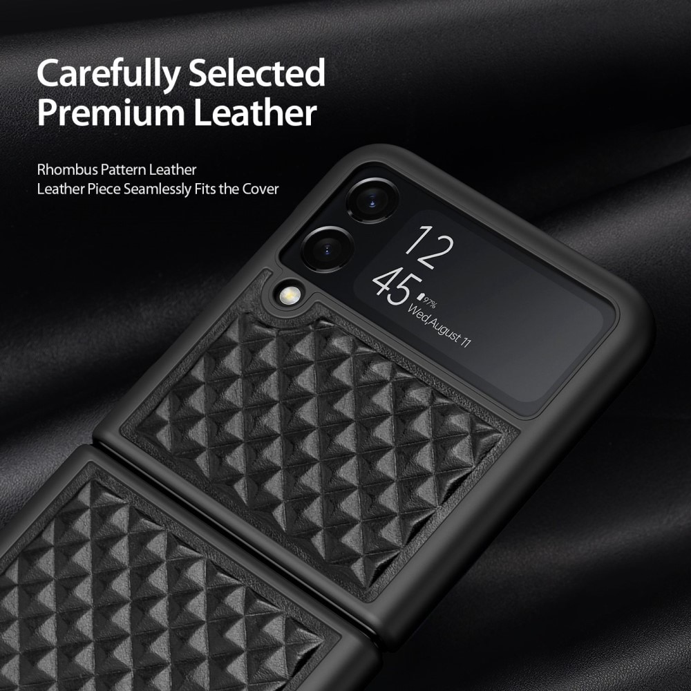 Venice Leather Case Samsung Galaxy Z Flip 4 Zwart