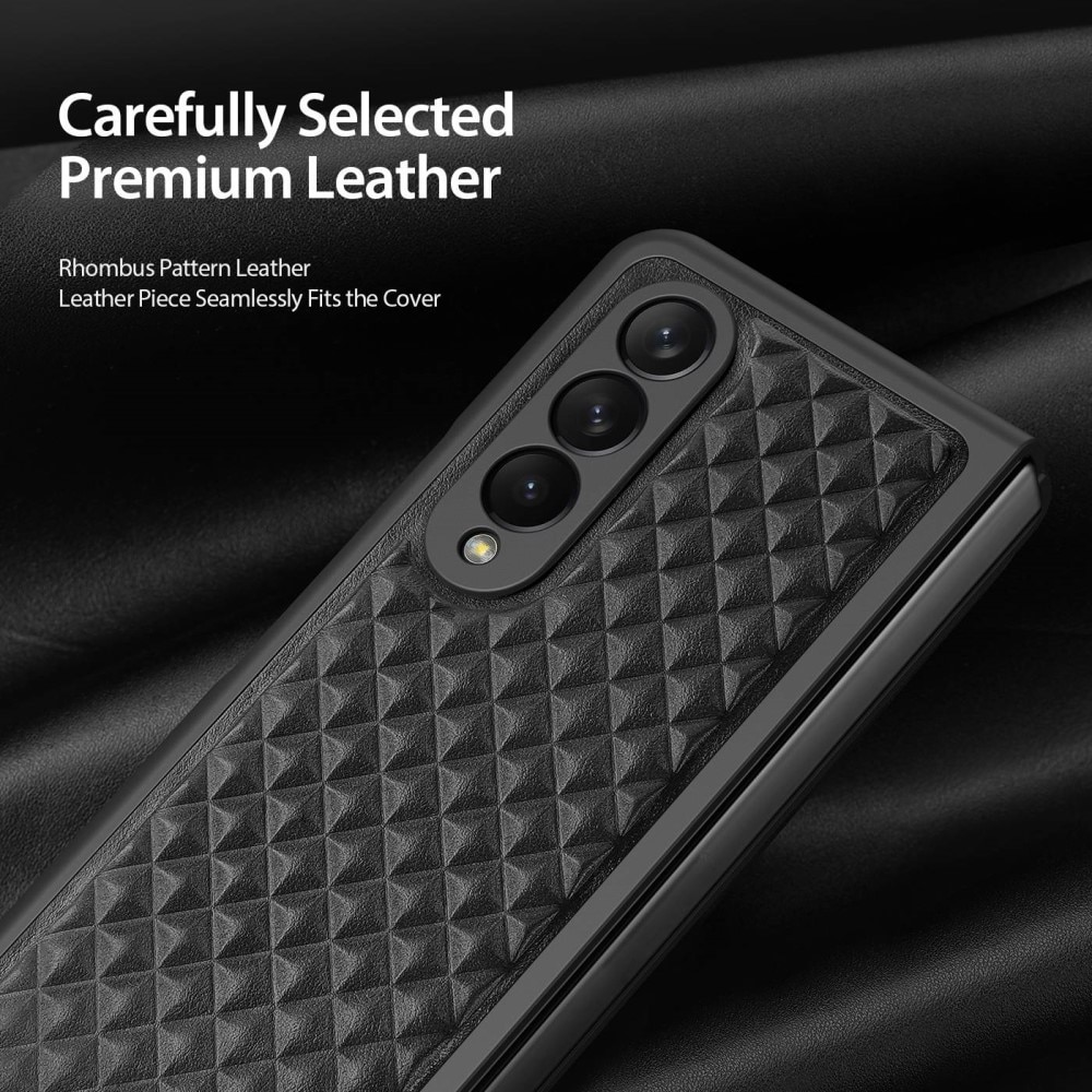 Venice Leather Case Samsung Galaxy Z Fold 4 Zwart