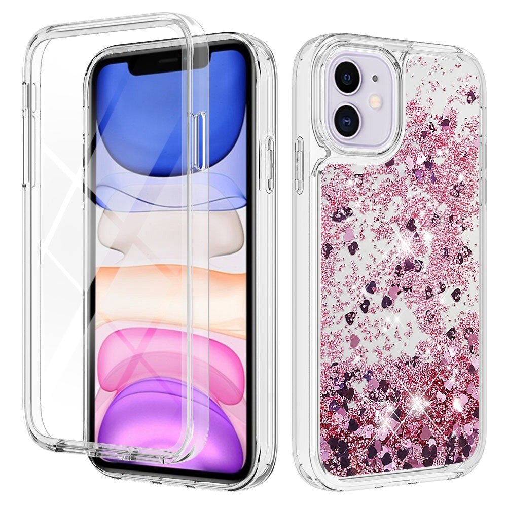 iPhone 11 Full Protection Glitter Powder TPU Case roze