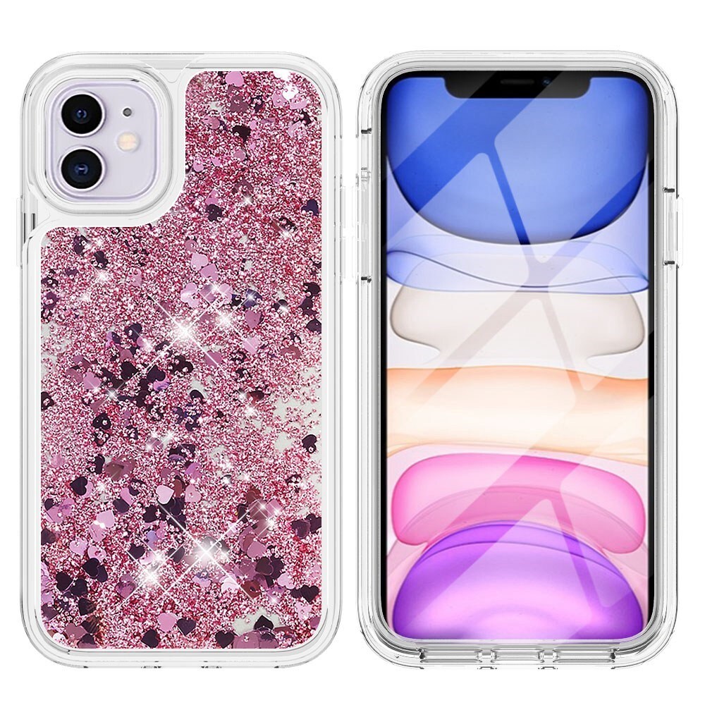 iPhone 11 Full Protection Glitter Powder TPU Case roze