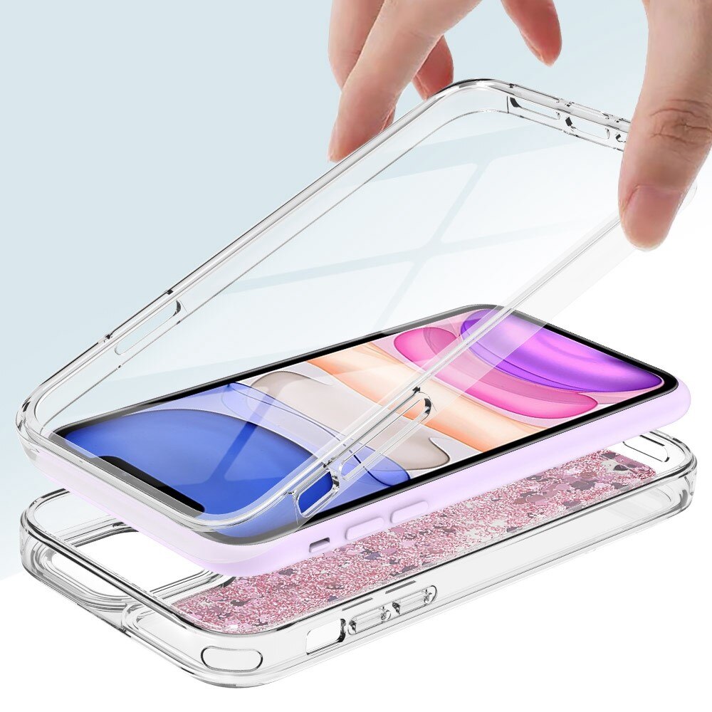 iPhone 11 Full Protection Glitter Powder TPU Case roze