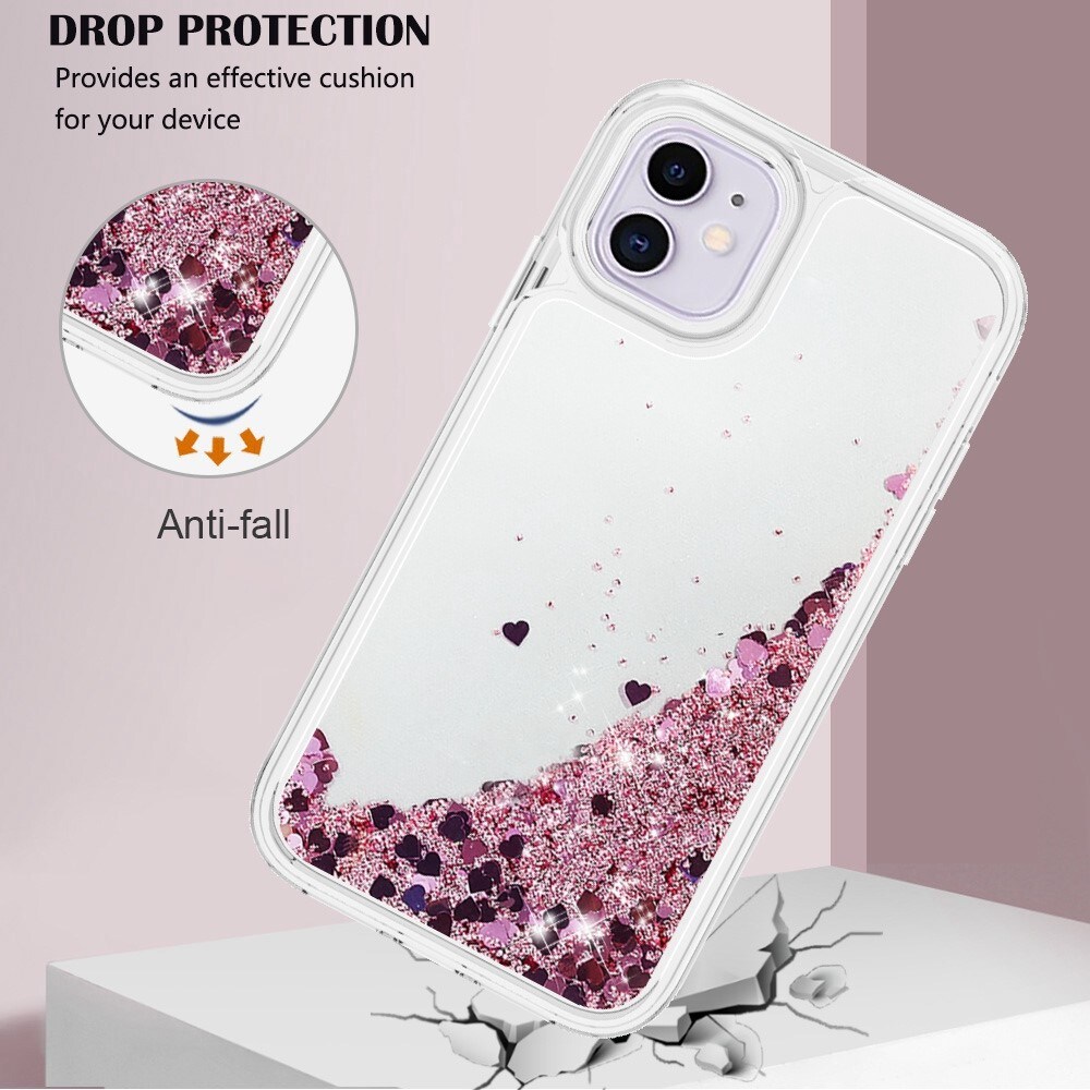 iPhone 11 Full Protection Glitter Powder TPU Case roze