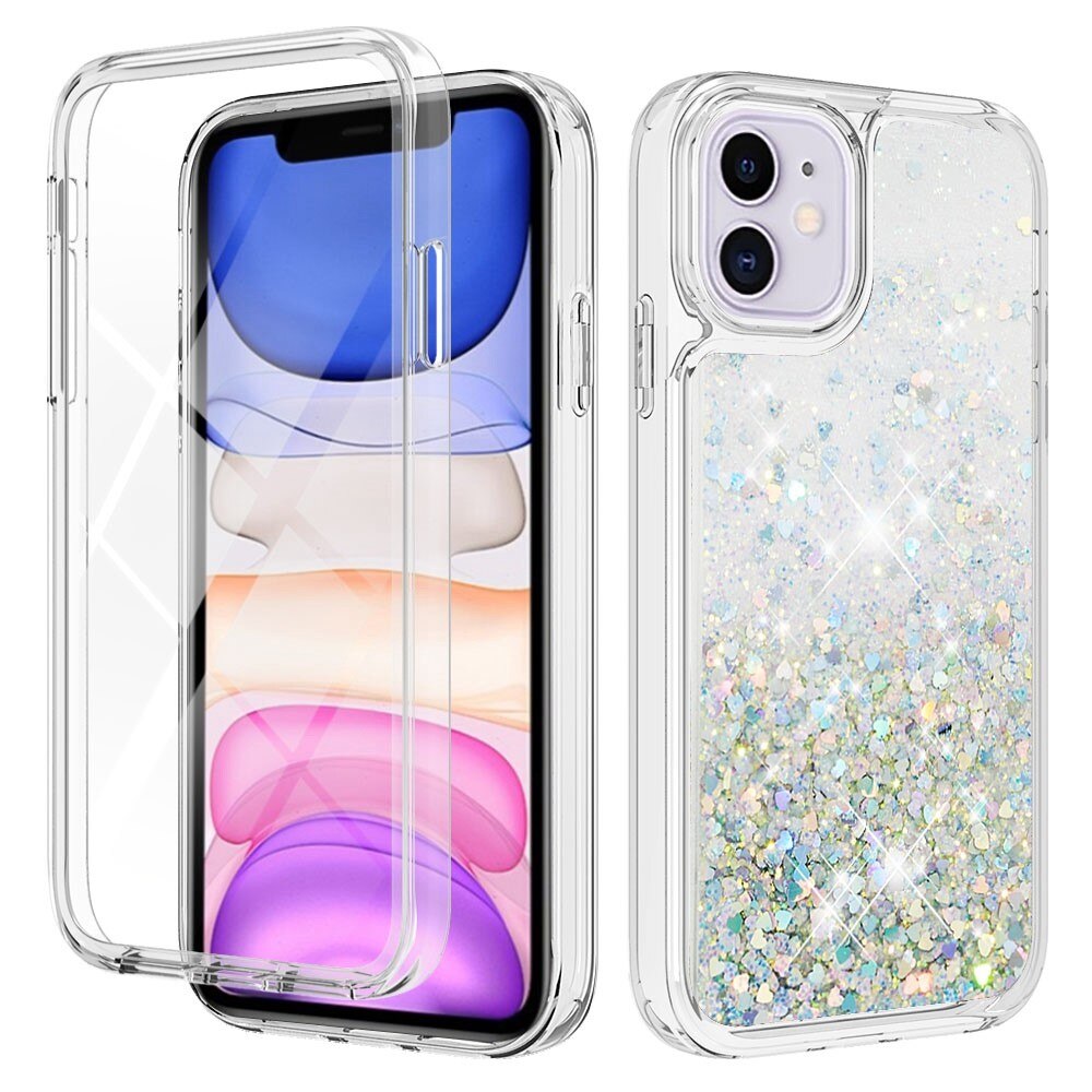 iPhone 11 Full Protection Glitter Powder TPU Case zilver