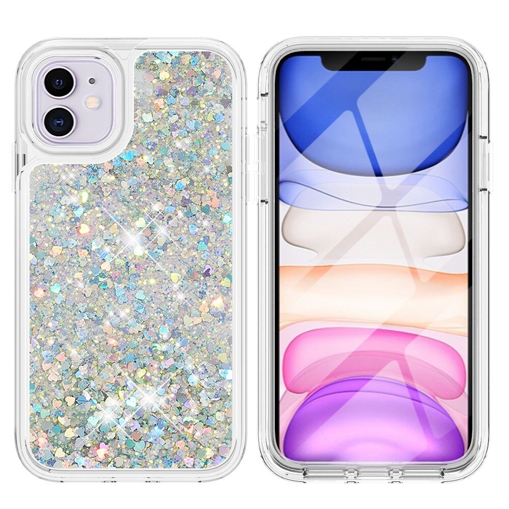 iPhone 11 Full Protection Glitter Powder TPU Case zilver
