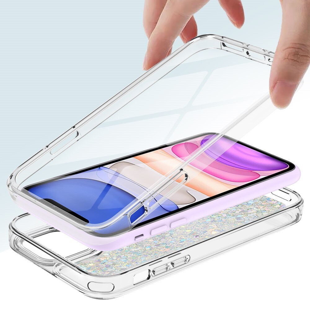 iPhone 11 Full Protection Glitter Powder TPU Case zilver
