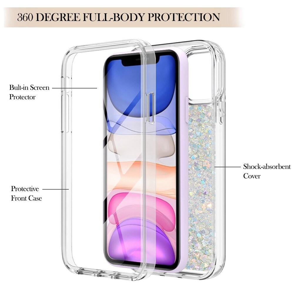 iPhone 11 Full Protection Glitter Powder TPU Case zilver