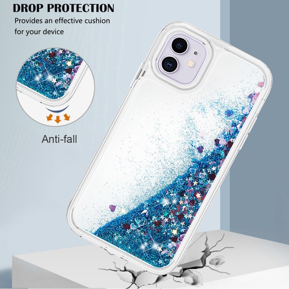 iPhone 11 Full Protection Glitter Powder TPU Case Blauw