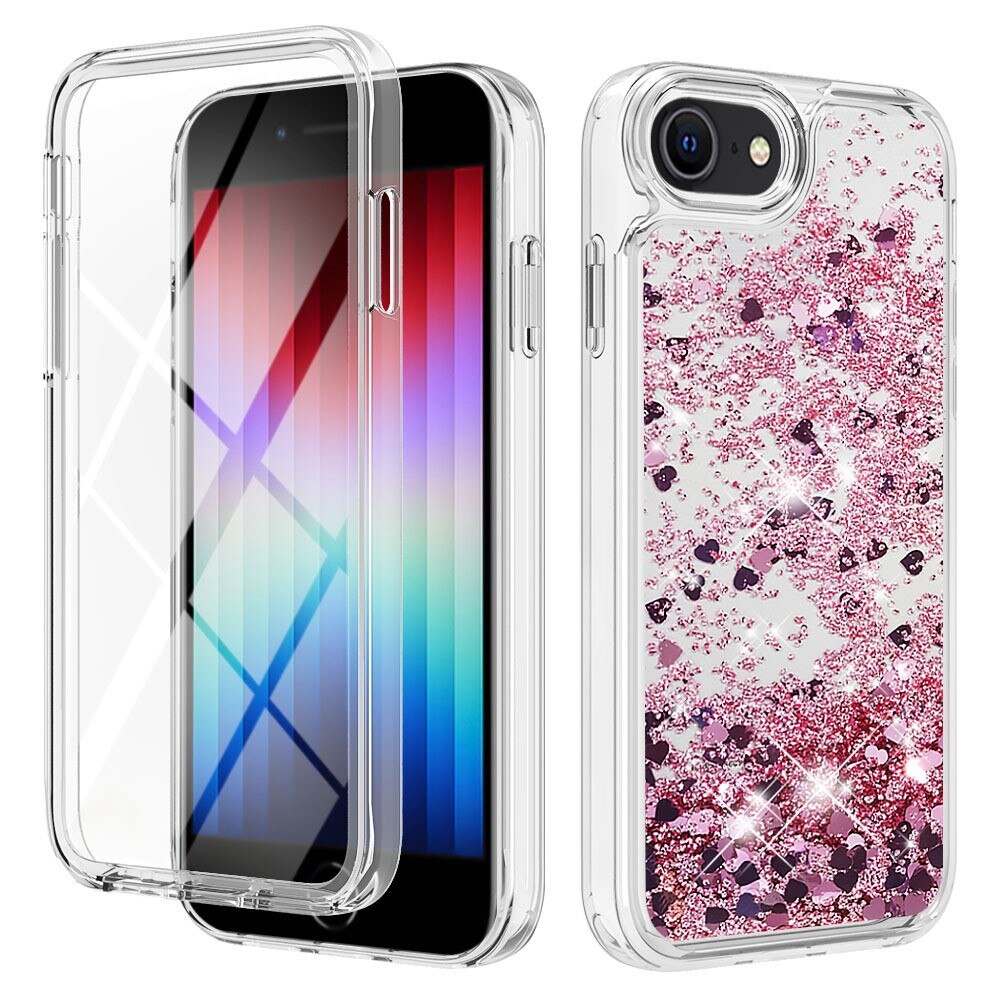 iPhone 7/8/SE Full Protection Glitter Powder TPU Case roze