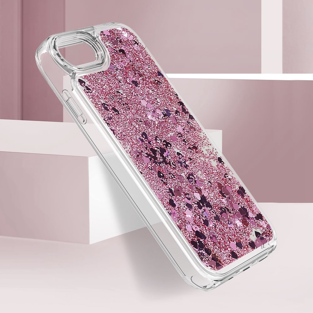 iPhone 7/8/SE Full Protection Glitter Powder TPU Case roze