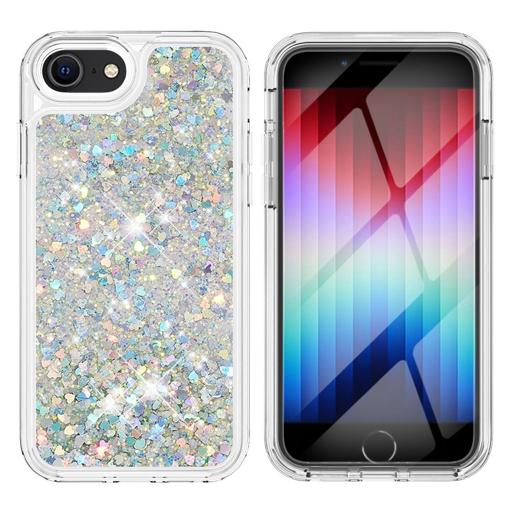 iPhone 7/8/SE Full Protection Glitter Powder TPU Case zilver