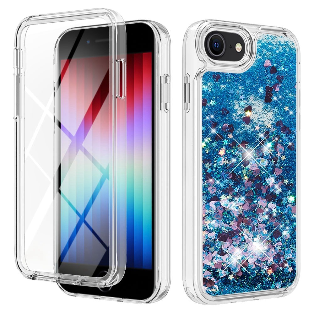 iPhone 7/8/SE Full Protection Glitter Powder TPU Case blauw